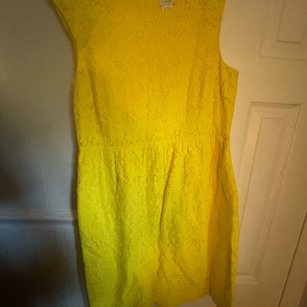 J. Crew Yellow Sheath Mini Dress Crew Neck Sleeveless